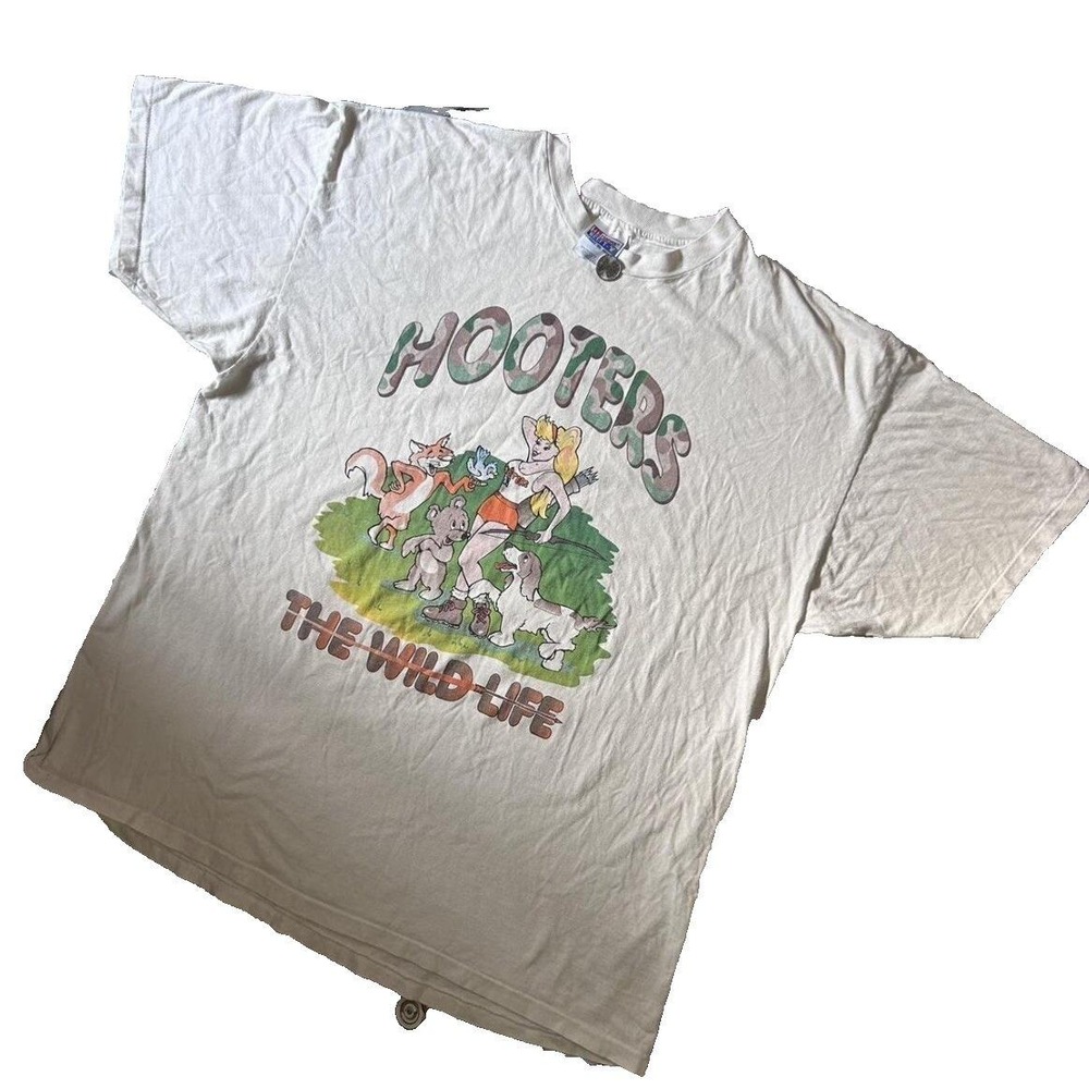 Vintage 90s Hooters Wildlife T-Shirt Men's 2XL Double Sided Graphic Made In USA